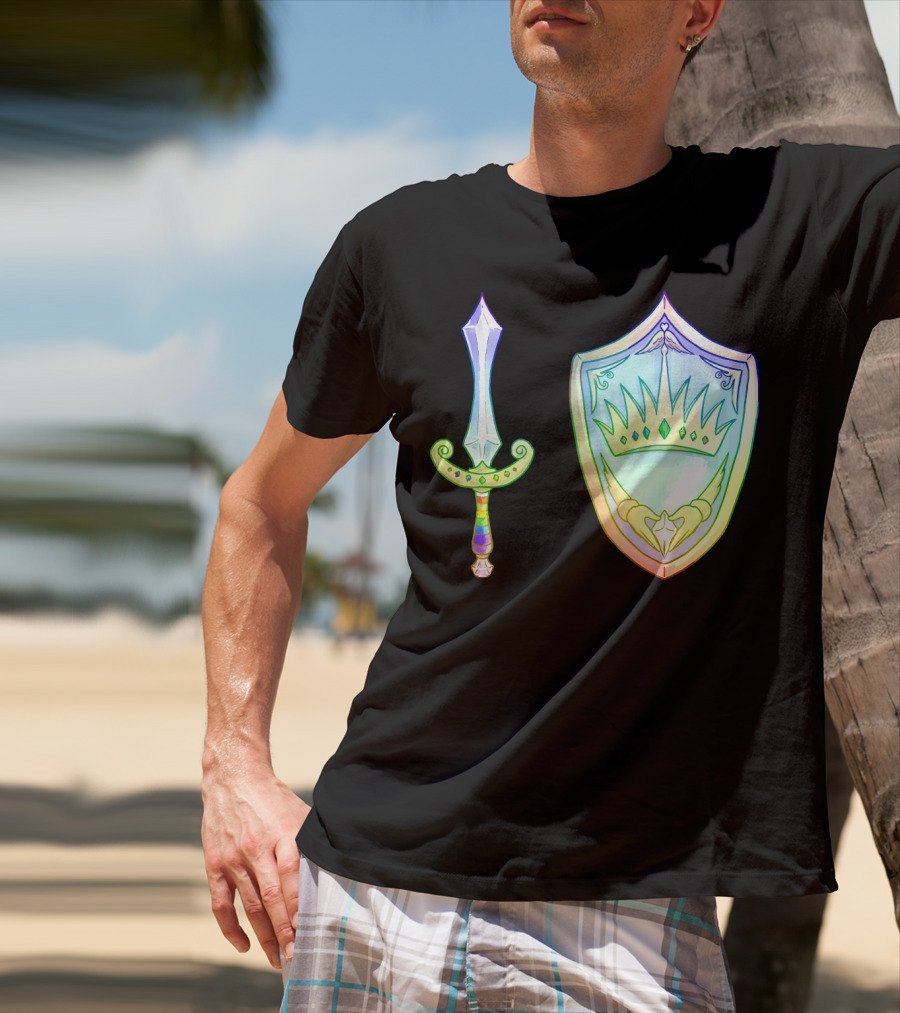Rainbow Armory Crystal Sword Shield Crown T-Shirt