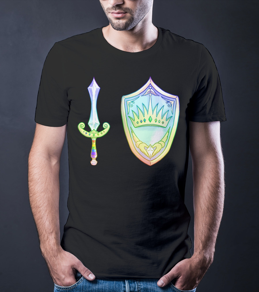 Rainbow Armory Crystal Sword Shield Crown T-Shirt