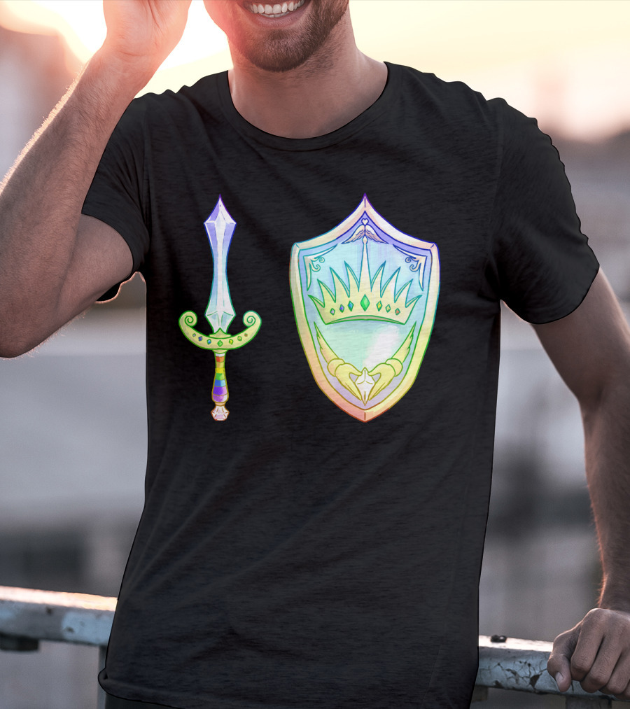 Rainbow Armory Crystal Sword Shield Crown T-Shirt