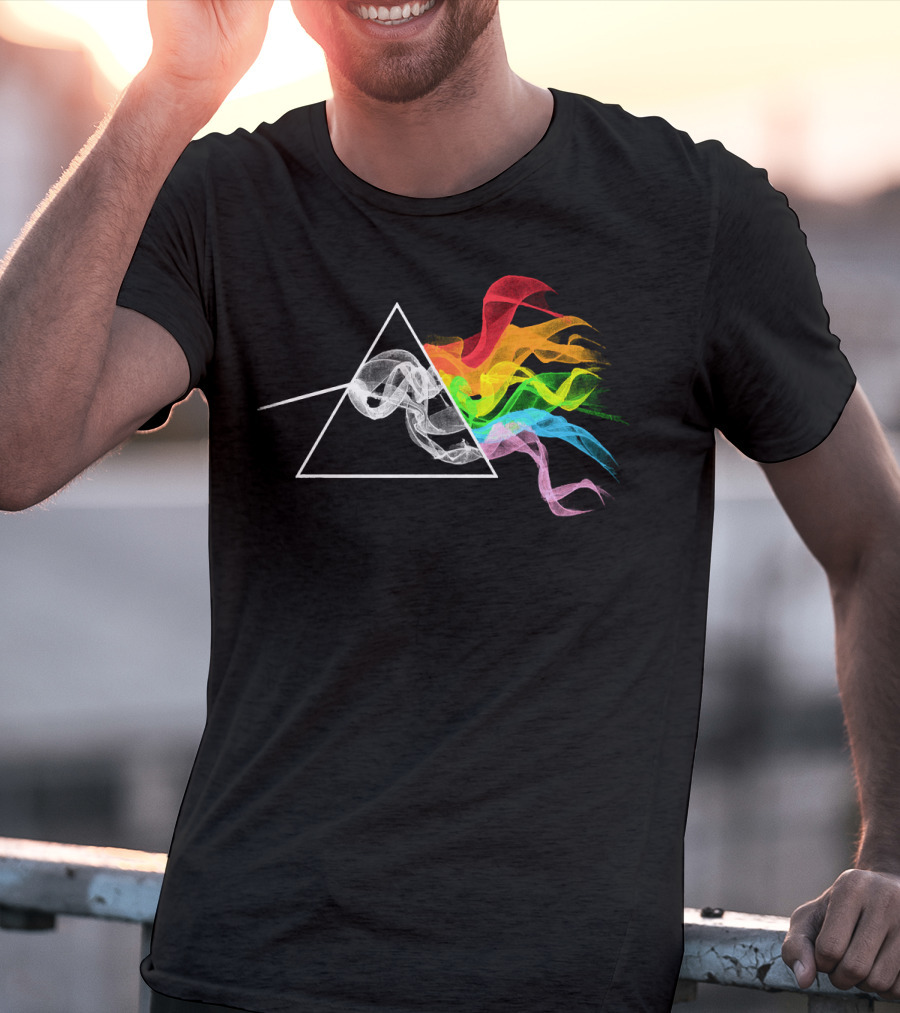 Smoking Dark Side Of The Moon Prism Rainbow Smoke T-Shirt