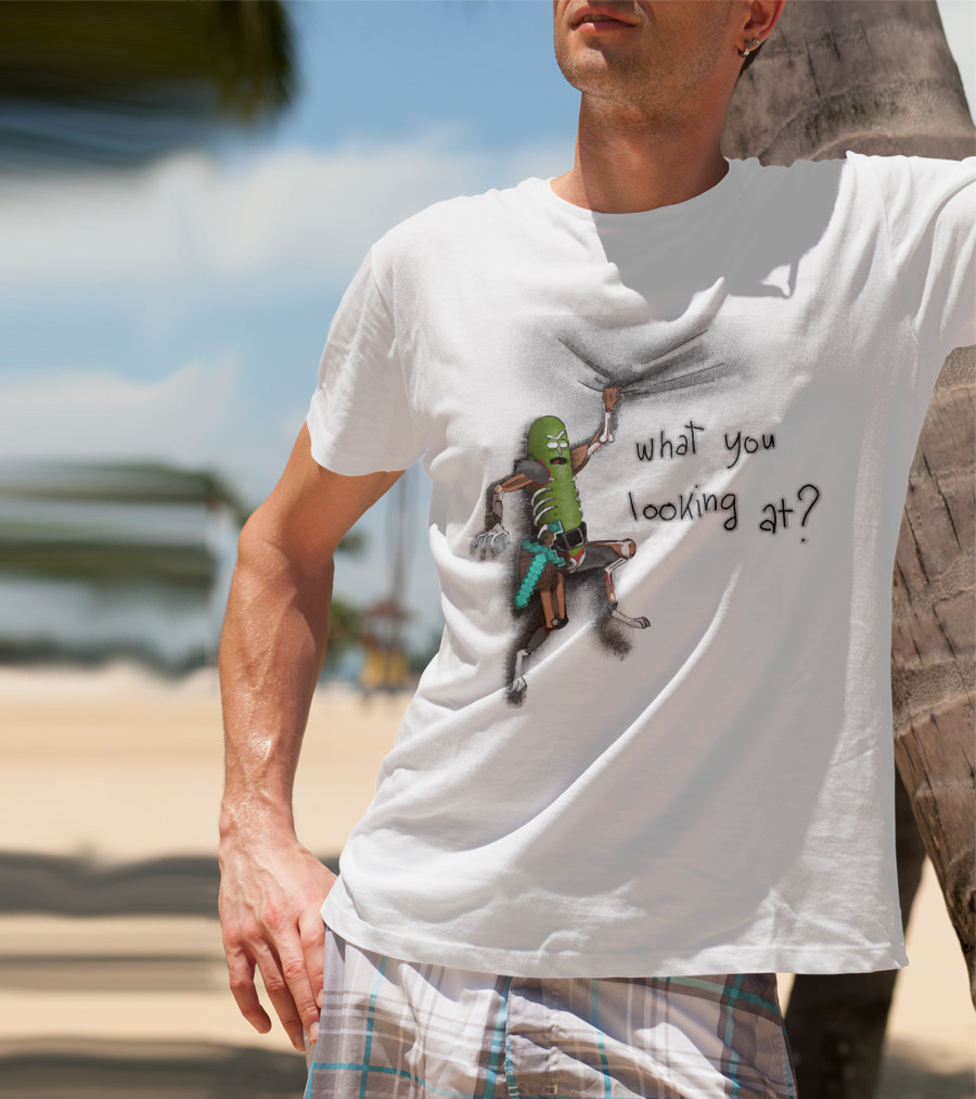 What You Looking At Pickle Rick Adventure T-Shirt