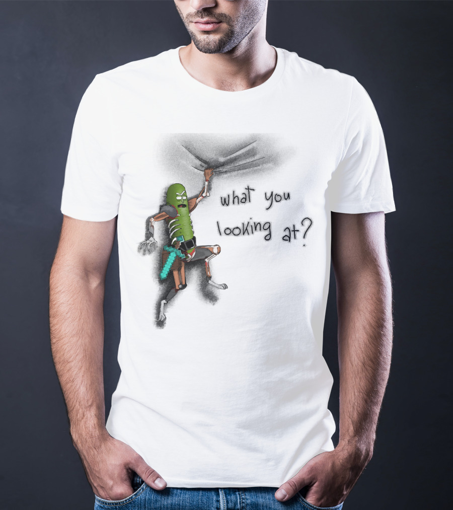 What You Looking At Pickle Rick Adventure T-Shirt