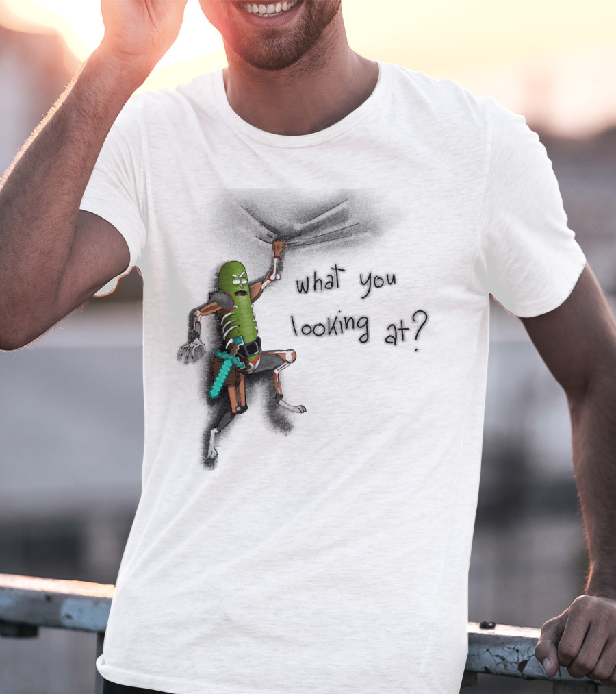 What You Looking At Pickle Rick Adventure T-Shirt