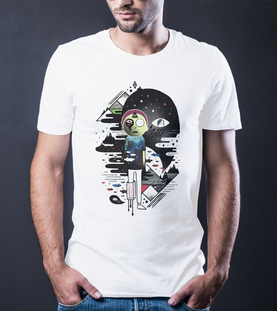 Inner Dimensional Morty Surreal Cosmic Exploration With Third Eye And Galaxy Elements T-Shirt
