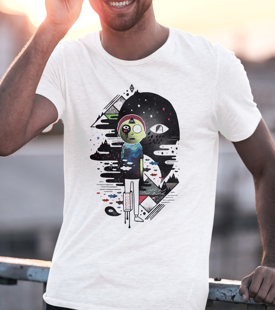 Inner Dimensional Morty Surreal Cosmic Exploration With Third Eye And Galaxy Elements T-Shirt
