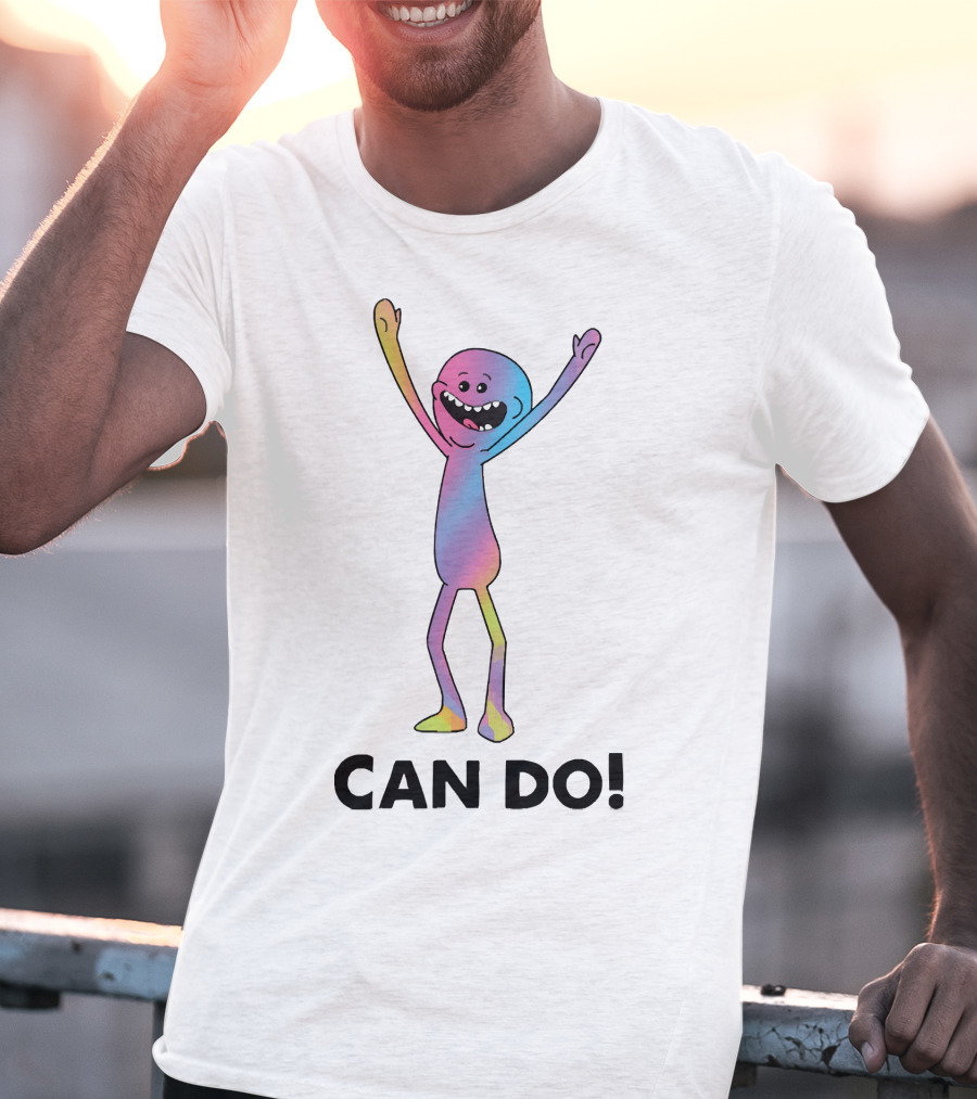 Mr Meeseeks Can Do Rainbow Pose Enthusiastic Character T-Shirt