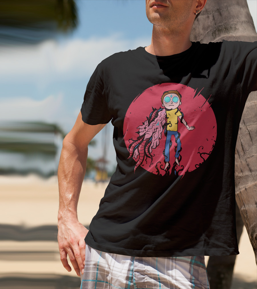 Anime Morty Tentacle Transformation Red Circle Background T-Shirt