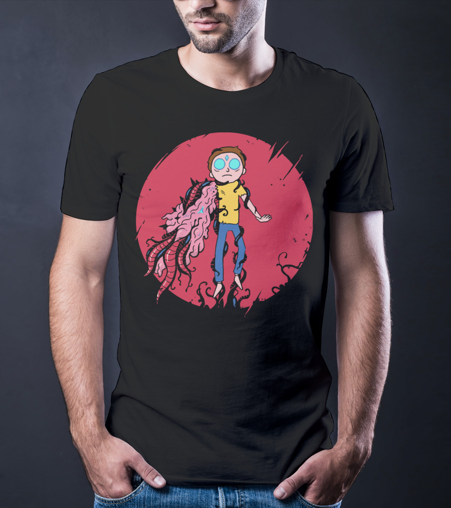 Anime Morty Tentacle Transformation Red Circle Background T-Shirt