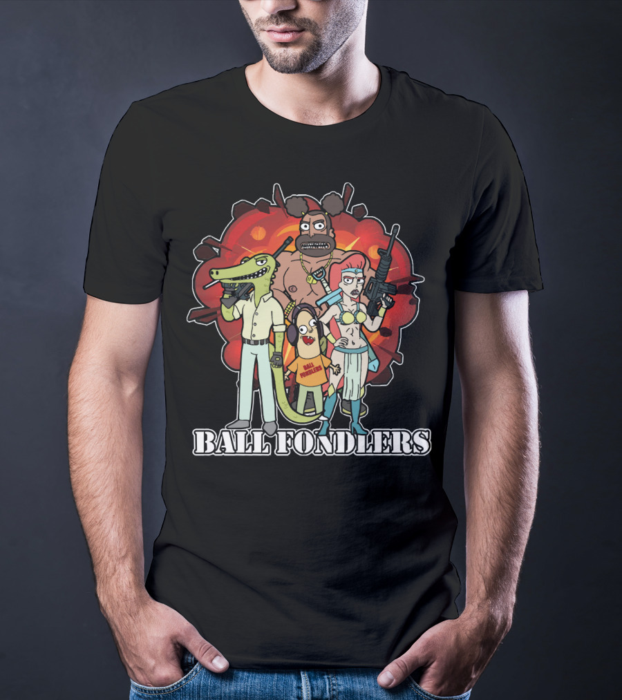 Ball Fondlers Rick And Morty Parody Characters With Weapons T-Shirt