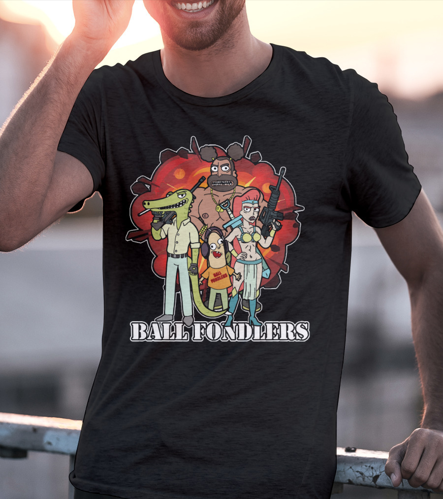 Ball Fondlers Rick And Morty Parody Characters With Weapons T-Shirt