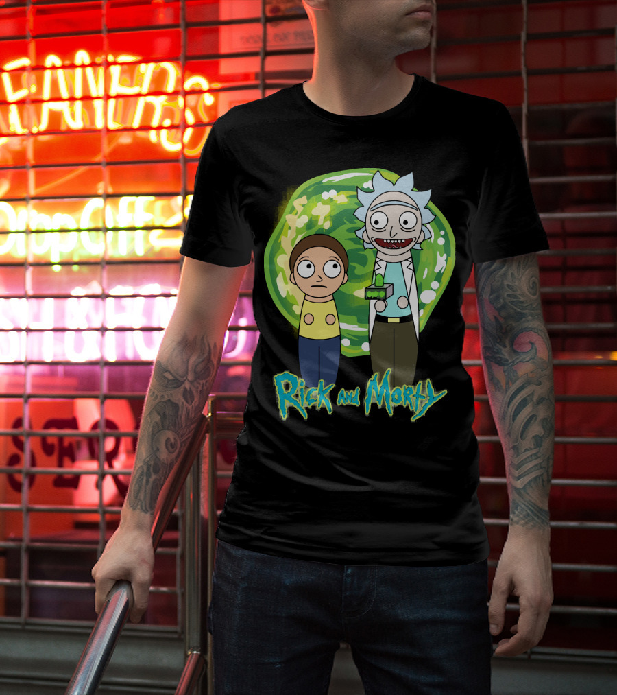Rick And Morty Green Portal Cute Characters T-Shirt