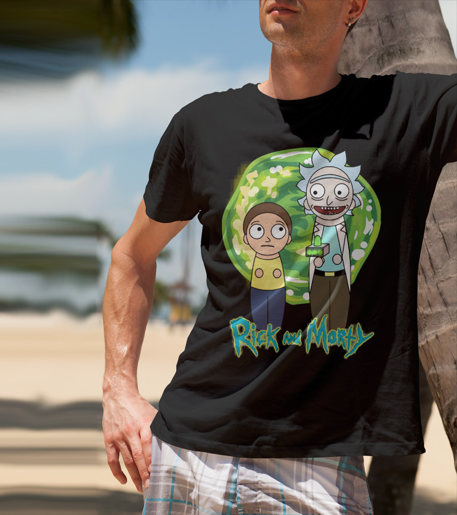 Rick And Morty Green Portal Cute Characters T-Shirt