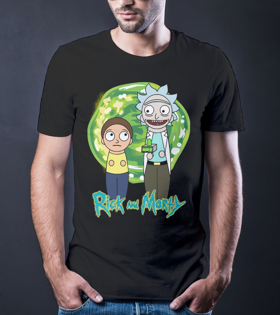 Rick And Morty Green Portal Cute Characters T-Shirt