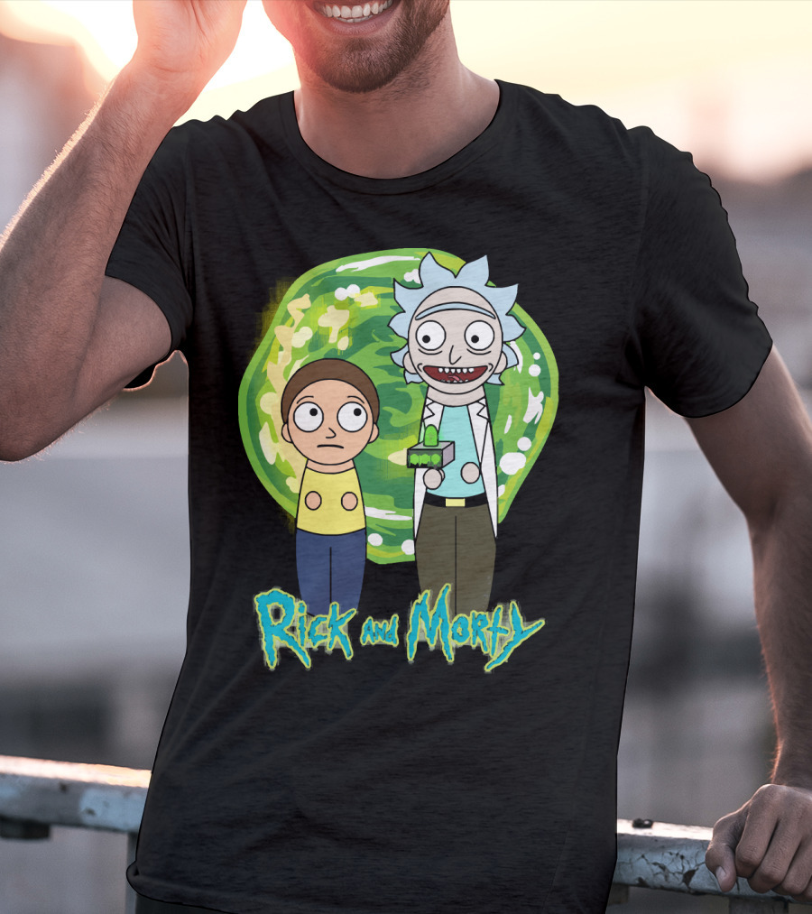 Rick And Morty Green Portal Cute Characters T-Shirt