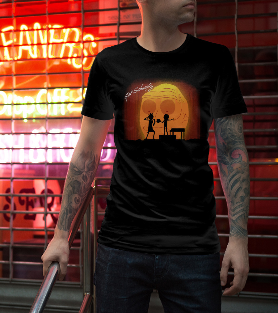 Get Schwifty Rick And Morty Concert Silhouette Against Giant Head T-Shirt