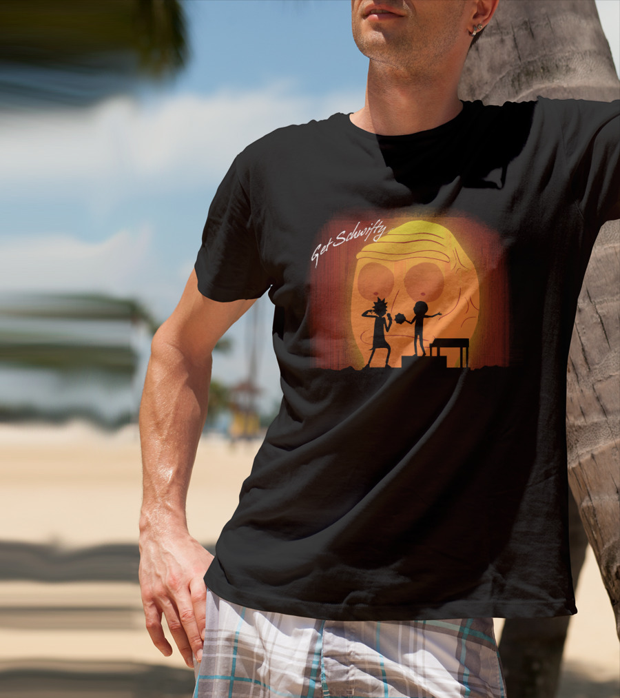 Get Schwifty Rick And Morty Concert Silhouette Against Giant Head T-Shirt