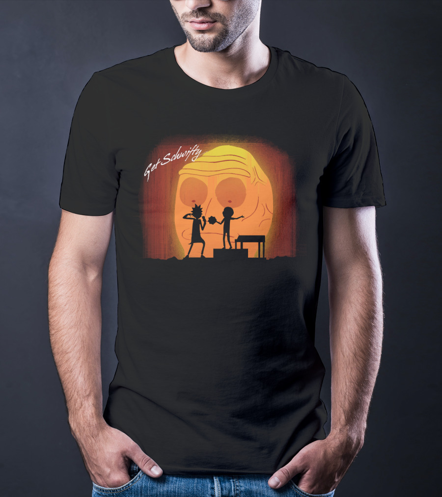 Get Schwifty Rick And Morty Concert Silhouette Against Giant Head T-Shirt