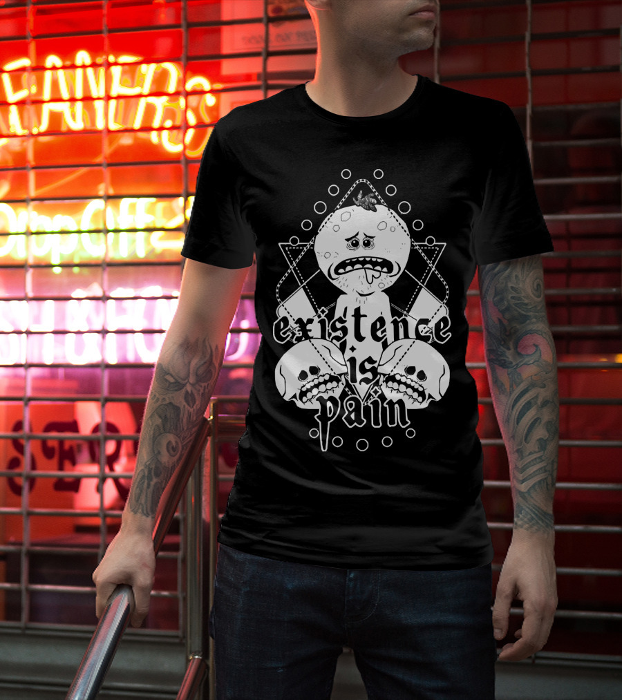 Mr. Meeseeks Existence Is Pain Skulls Geometric T-Shirt