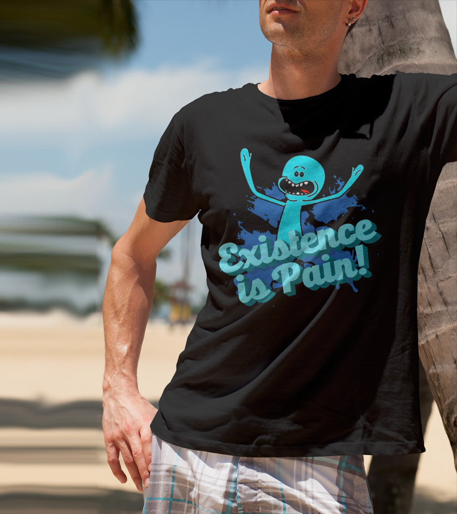 Mr. Meeseeks Existence Is Pain Blue Paint T-Shirt