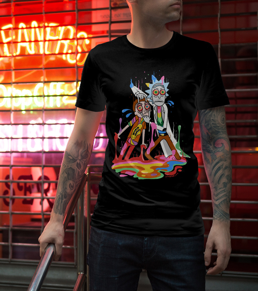 Rick Morty Tripp Psychedelic Adventure With Colorful Melting Portal T-Shirt