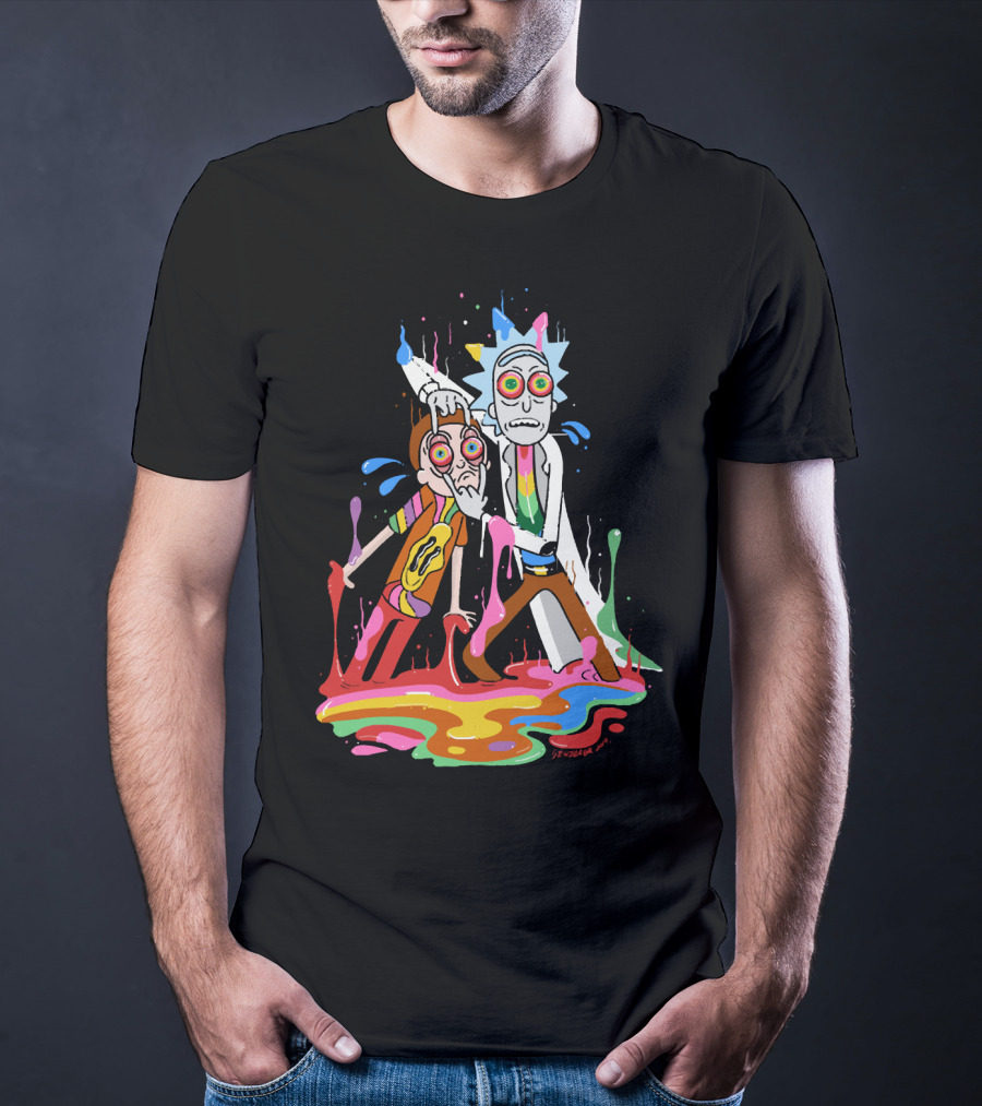 Rick Morty Tripp Psychedelic Adventure With Colorful Melting Portal T-Shirt
