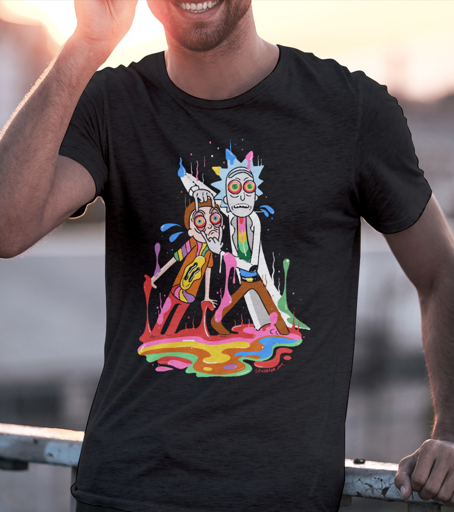 Rick Morty Tripp Psychedelic Adventure With Colorful Melting Portal T-Shirt