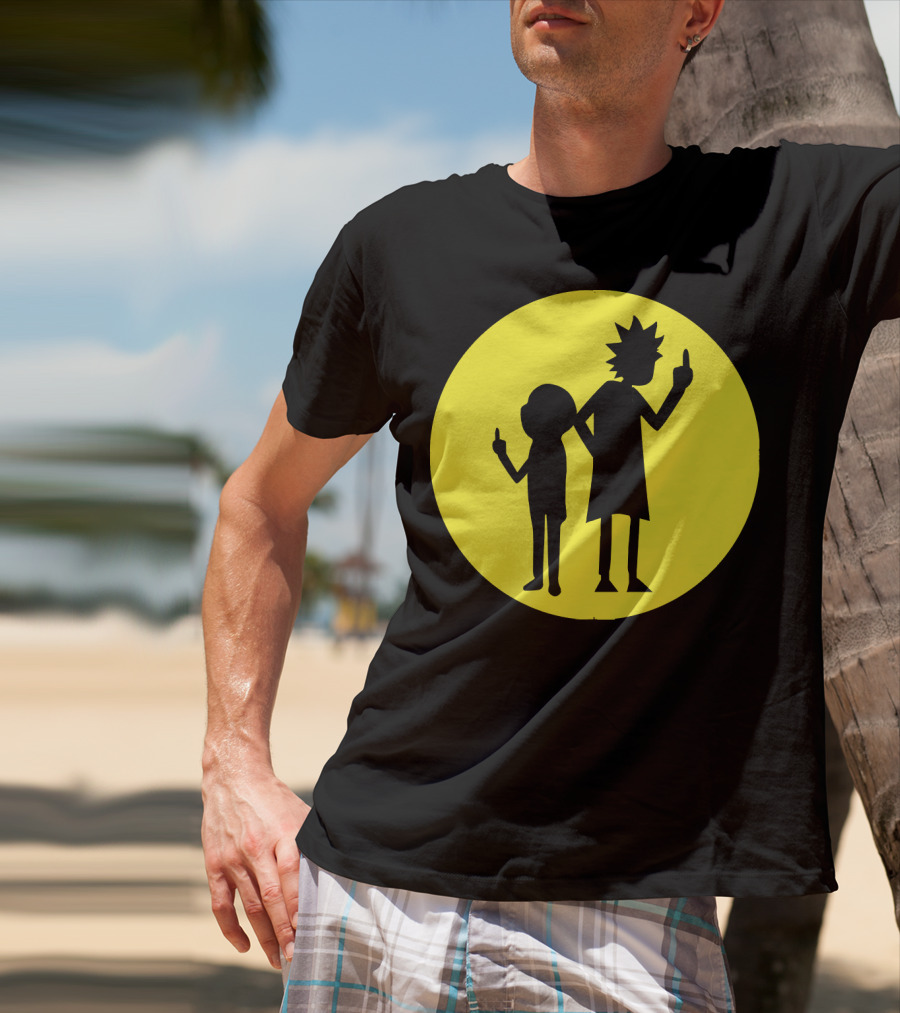 Rick And Morty Silhouette Circle Middle Finger T-Shirt