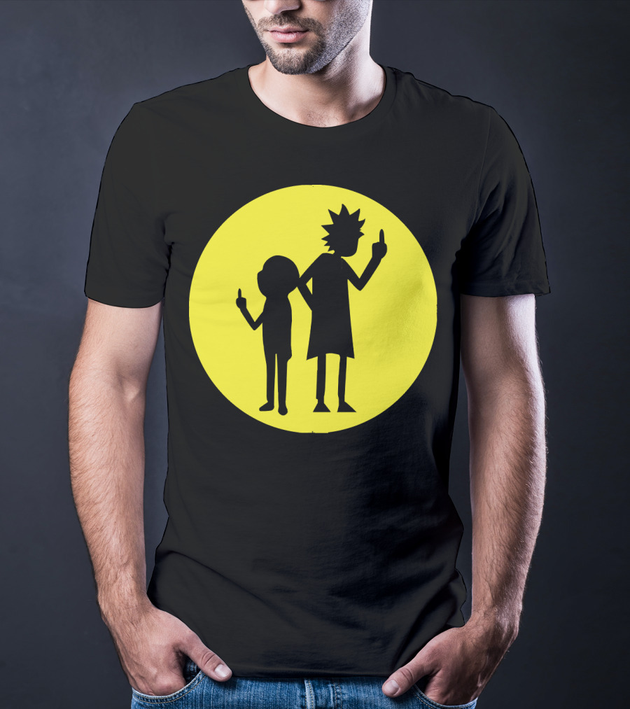 Rick And Morty Silhouette Circle Middle Finger T-Shirt