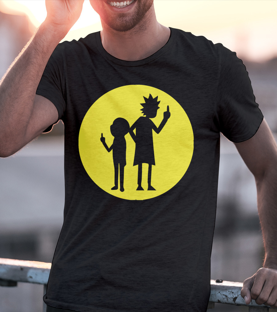 Rick And Morty Silhouette Circle Middle Finger T-Shirt