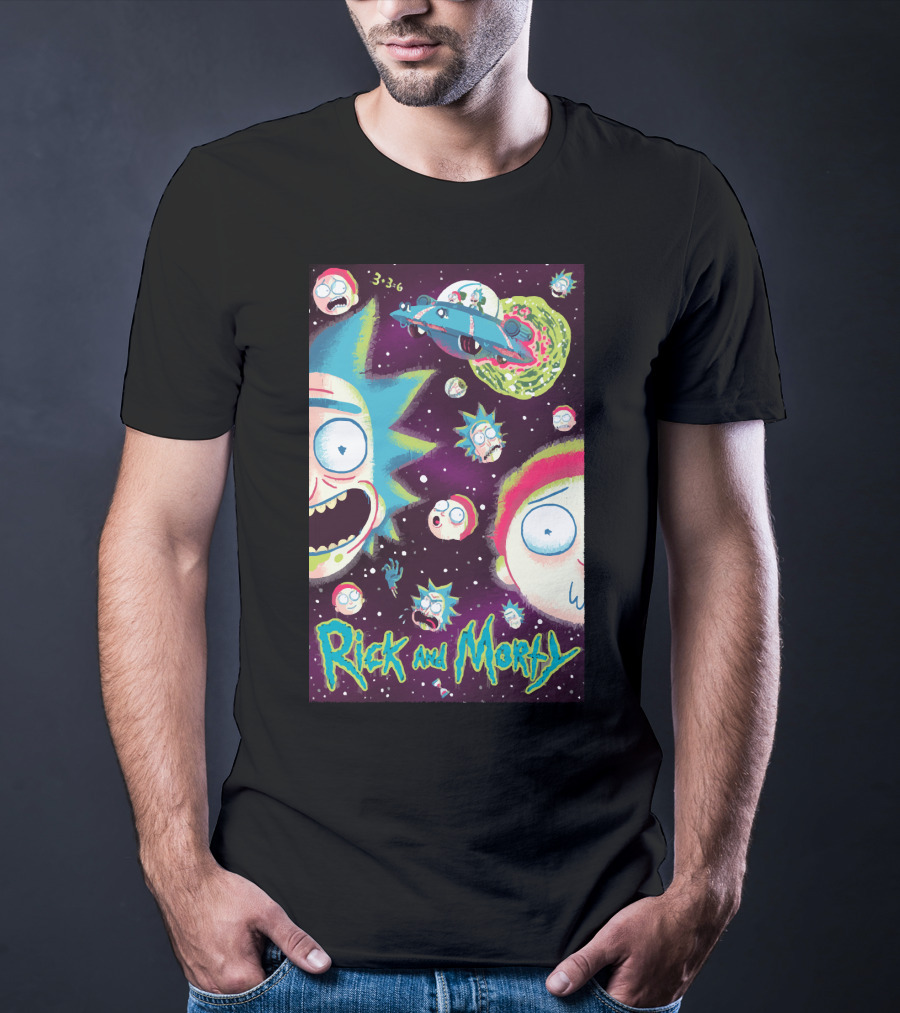 Rick And Morty Galaxy Adventure Cartoon Spaceship Outer Space 3-3-6 T-Shirt