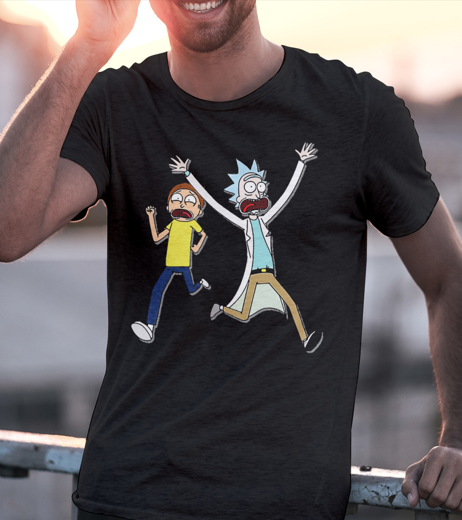 Rick And Morty Panic Running Animation T-Shirt
