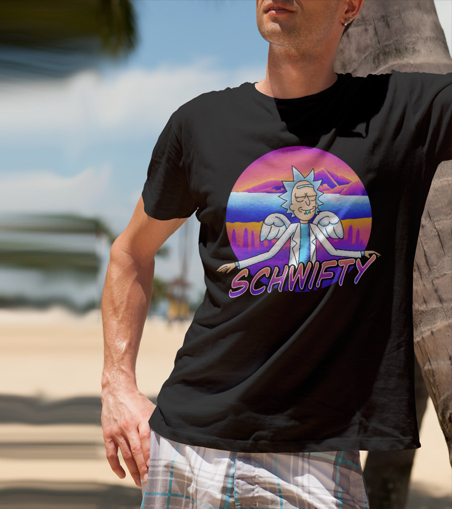 Rick And Morty Schwifty Angel Wings Psychedelic Sunset T-Shirt