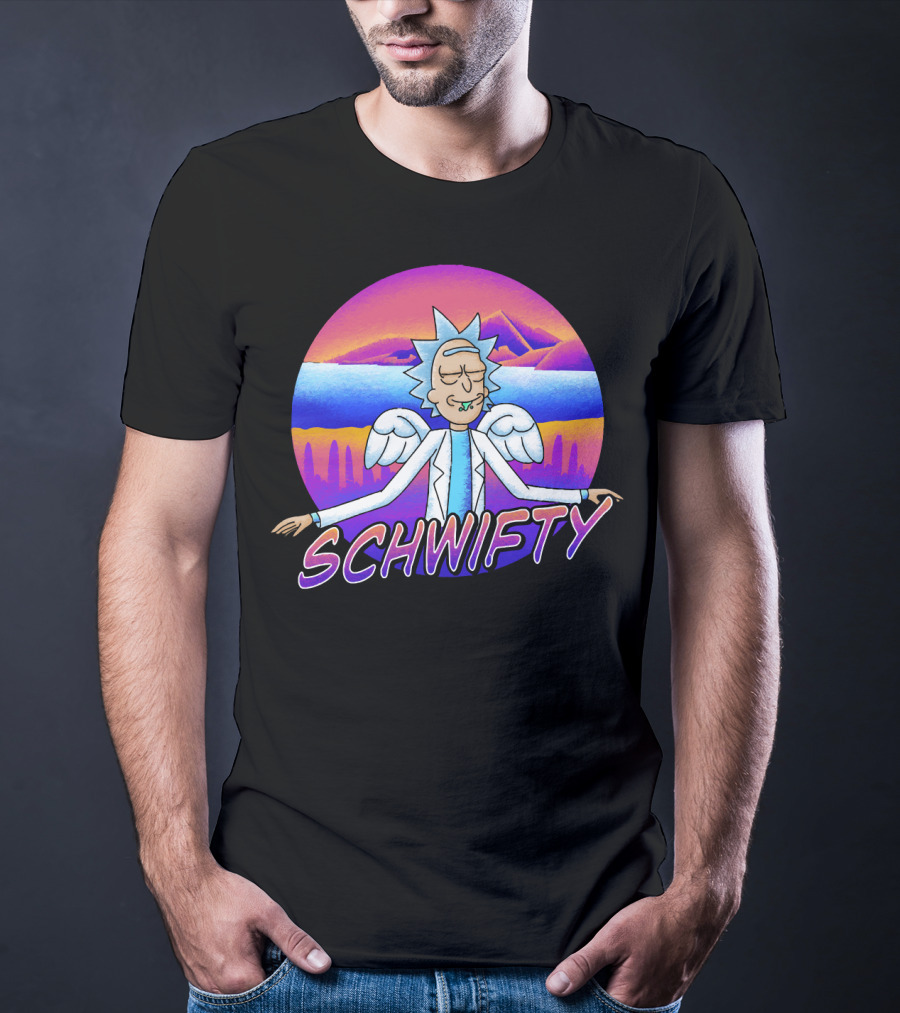 Rick And Morty Schwifty Angel Wings Psychedelic Sunset T-Shirt