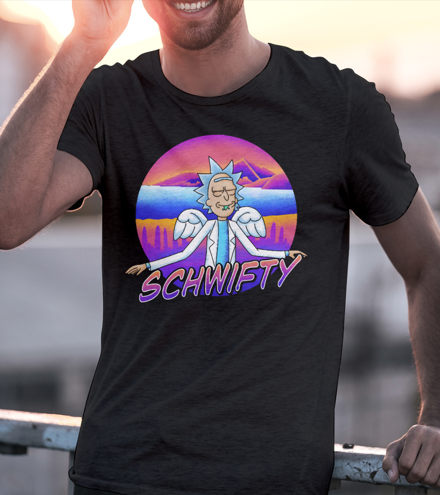 Rick And Morty Schwifty Angel Wings Psychedelic Sunset T-Shirt