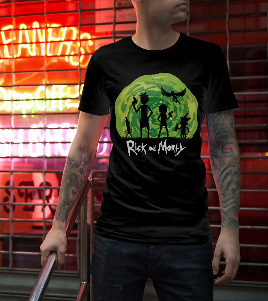 Rick And Morty Schwifty Patrol Silhouette Portal Adventure T-Shirt