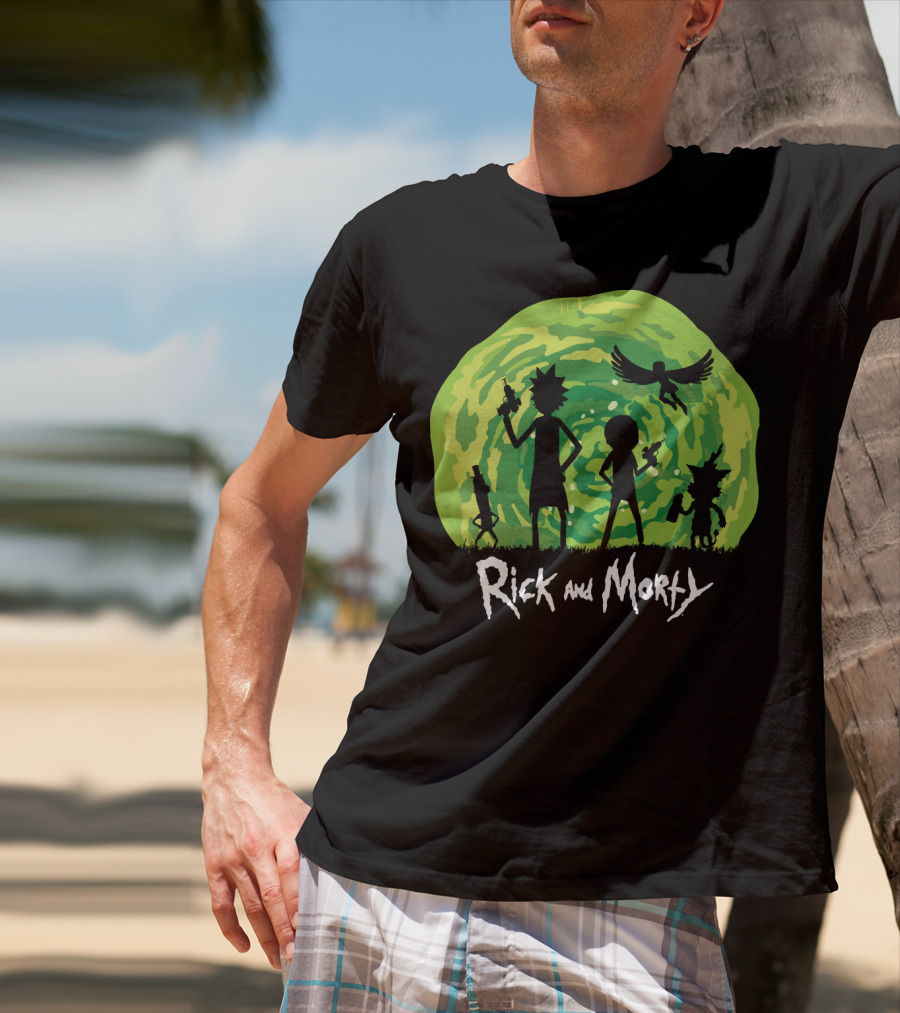 Rick And Morty Schwifty Patrol Silhouette Portal Adventure T-Shirt