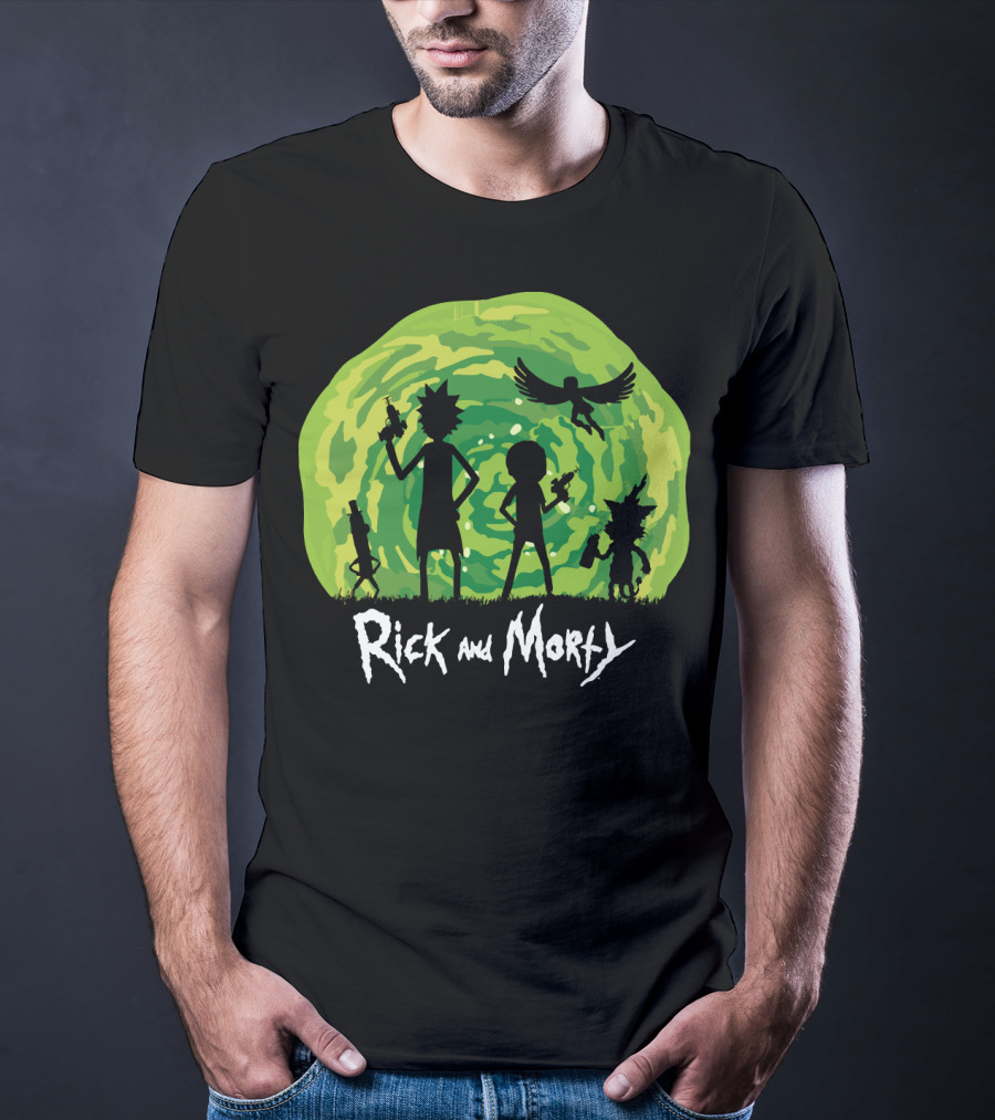 Rick And Morty Schwifty Patrol Silhouette Portal Adventure T-Shirt