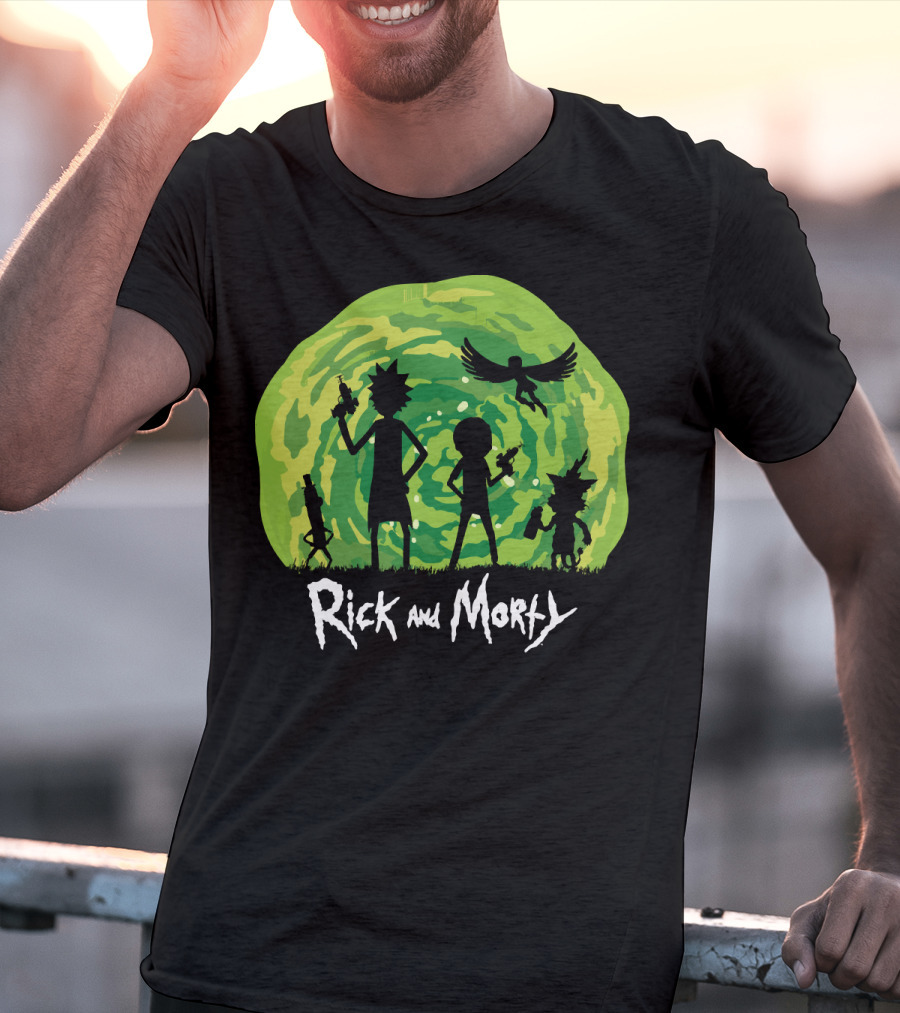 Rick And Morty Schwifty Patrol Silhouette Portal Adventure T-Shirt