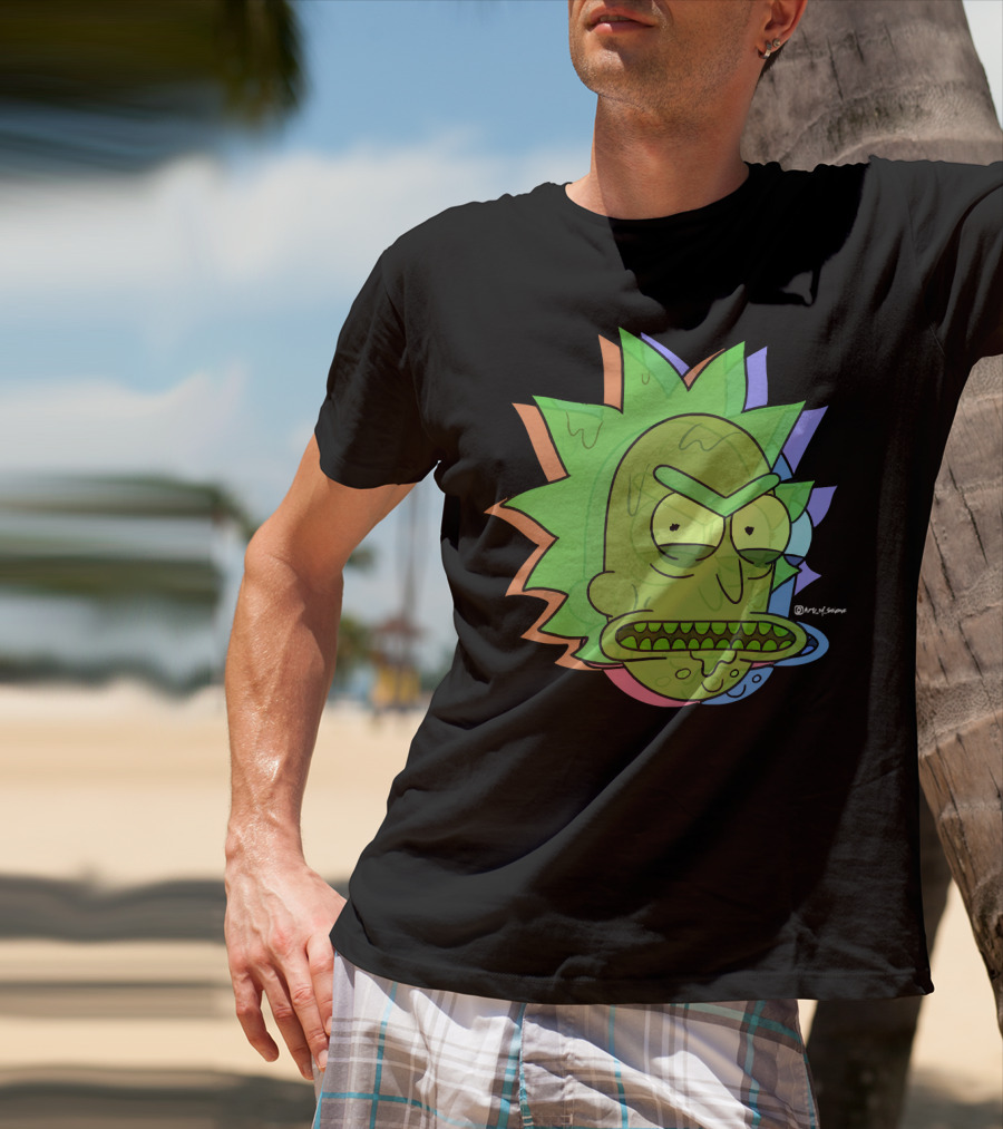 Toxic Rick Slime Face Multicolor Portal Fan T-Shirt
