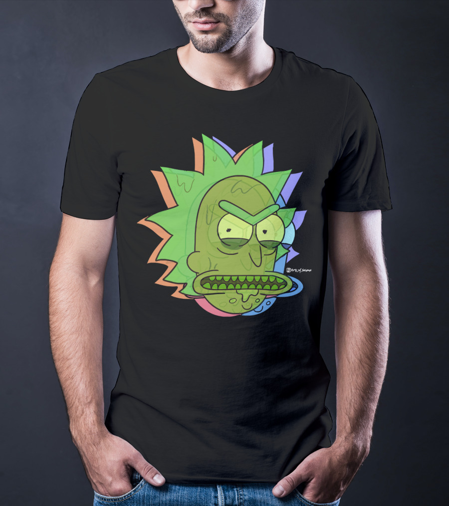 Toxic Rick Slime Face Multicolor Portal Fan T-Shirt
