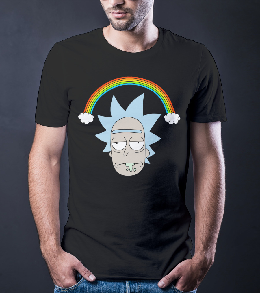 Rick Head With Rainbow And Clouds T-Shirt