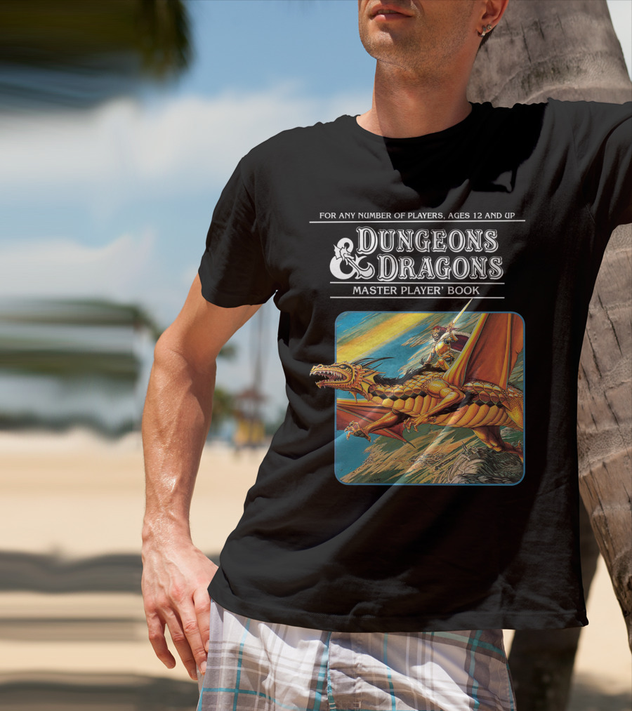 Dungeons And Dragons Master Player Book Vintage Dragon Rider Adventure T-Shirt