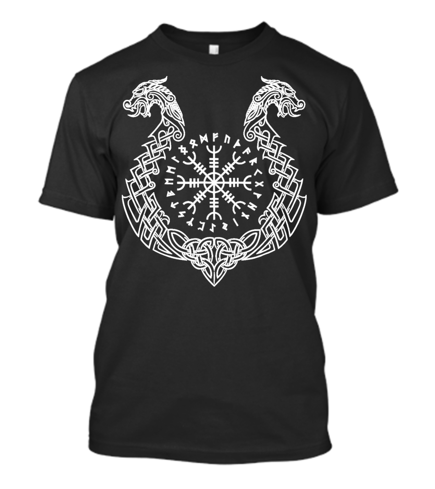 Viking Helm Of Awe Rune Knotwork Dragons Nordic T-Shirt