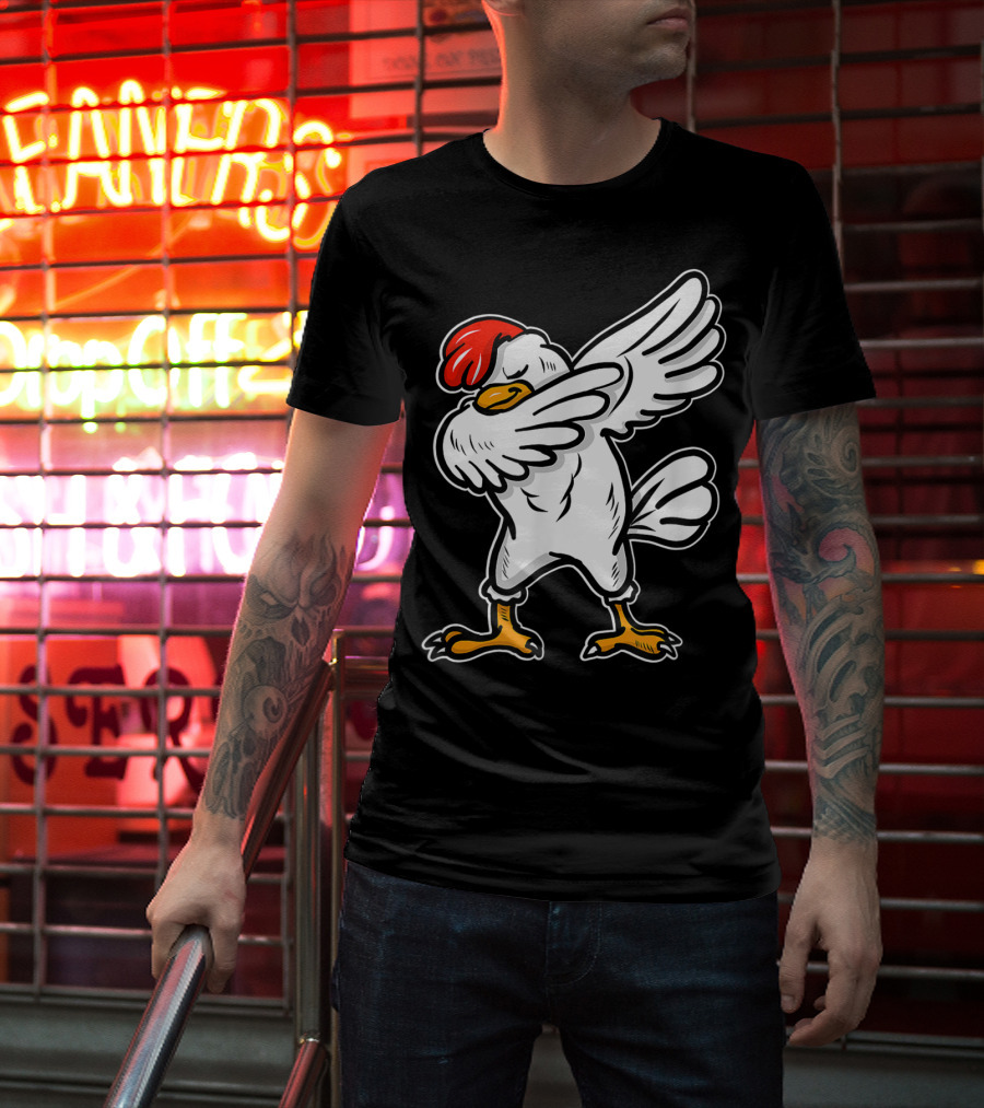 Dabbing Chicken Icon With Red Comb And White Feathers T-Shirt