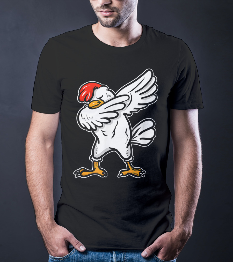 Dabbing Chicken Icon With Red Comb And White Feathers T-Shirt