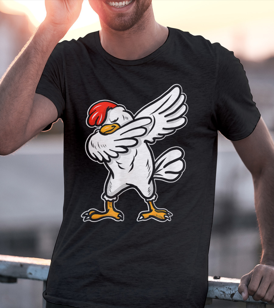 Dabbing Chicken Icon With Red Comb And White Feathers T-Shirt