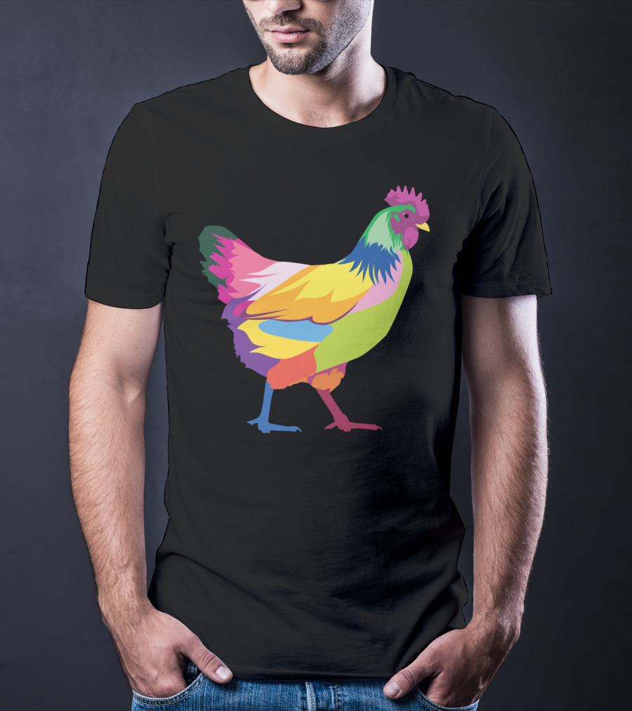Colorful Rainbow Chicken Hen For Mama T-Shirt