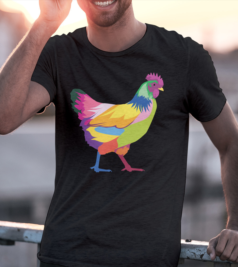 Colorful Rainbow Chicken Hen For Mama T-Shirt