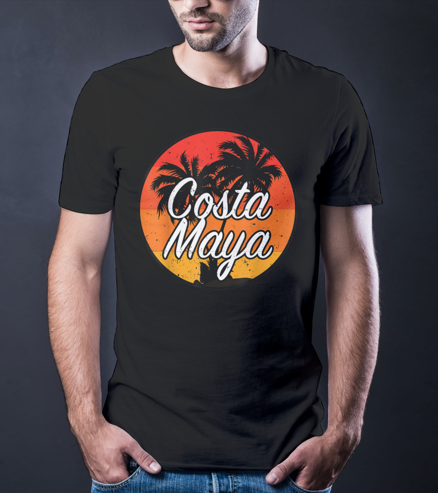 Costa Maya Mexico Vintage Sunset Palm Trees T-Shirt