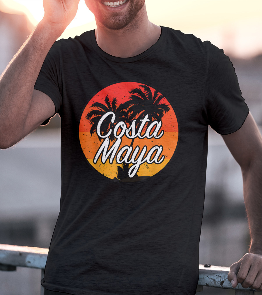 Costa Maya Mexico Vintage Sunset Palm Trees T-Shirt